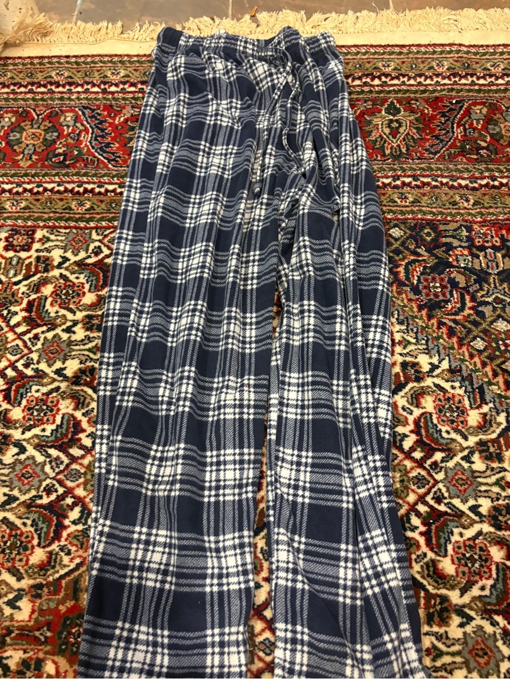 Nautica Navy and White Plaid Jogger Pants